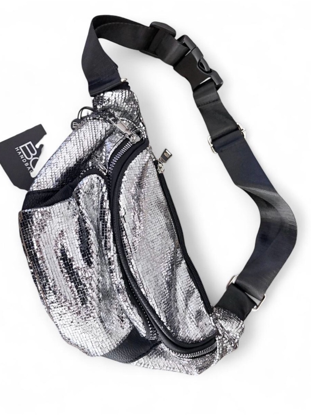 Silver Metallic Waist Pack - Men